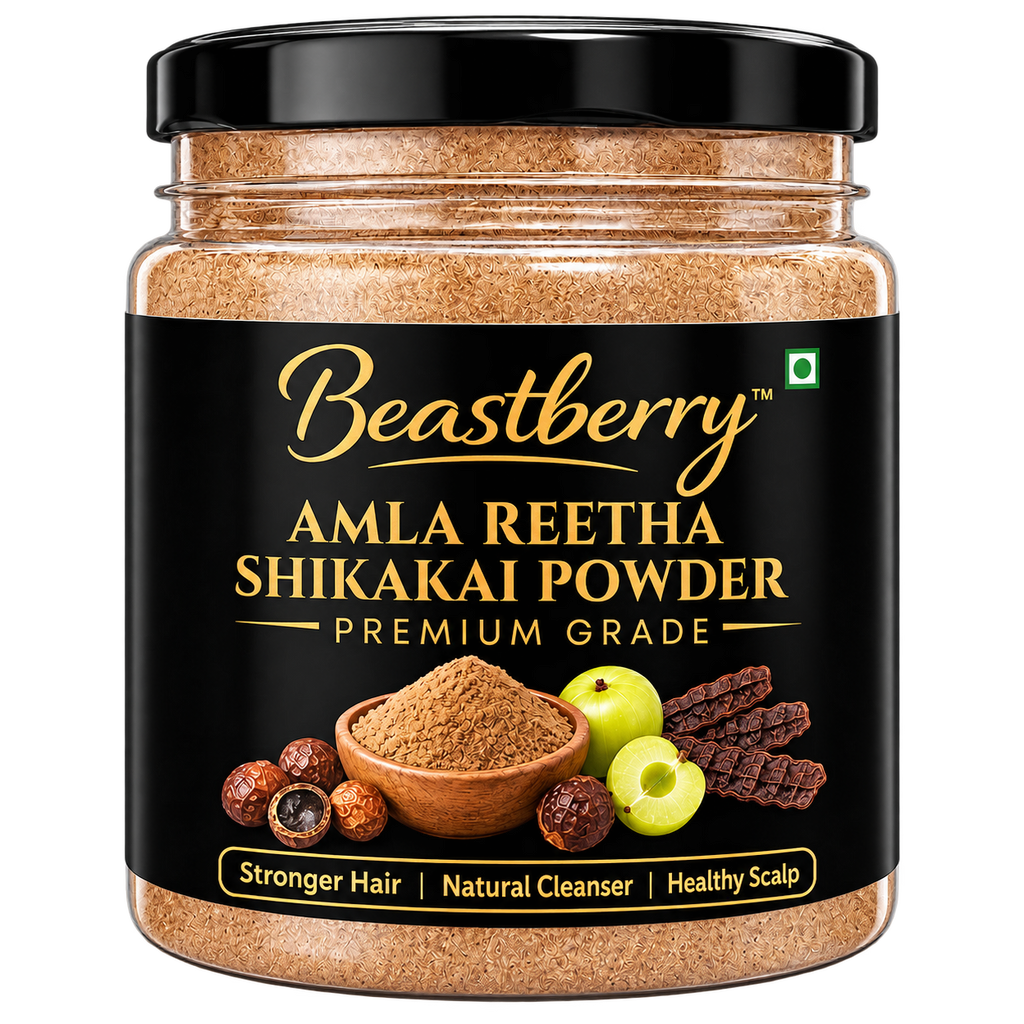 Beastberry Premium Amla Reetha Shikakai Powder Ayurvedic Hair
Care |For Strong & Shiny Hair (200 g)