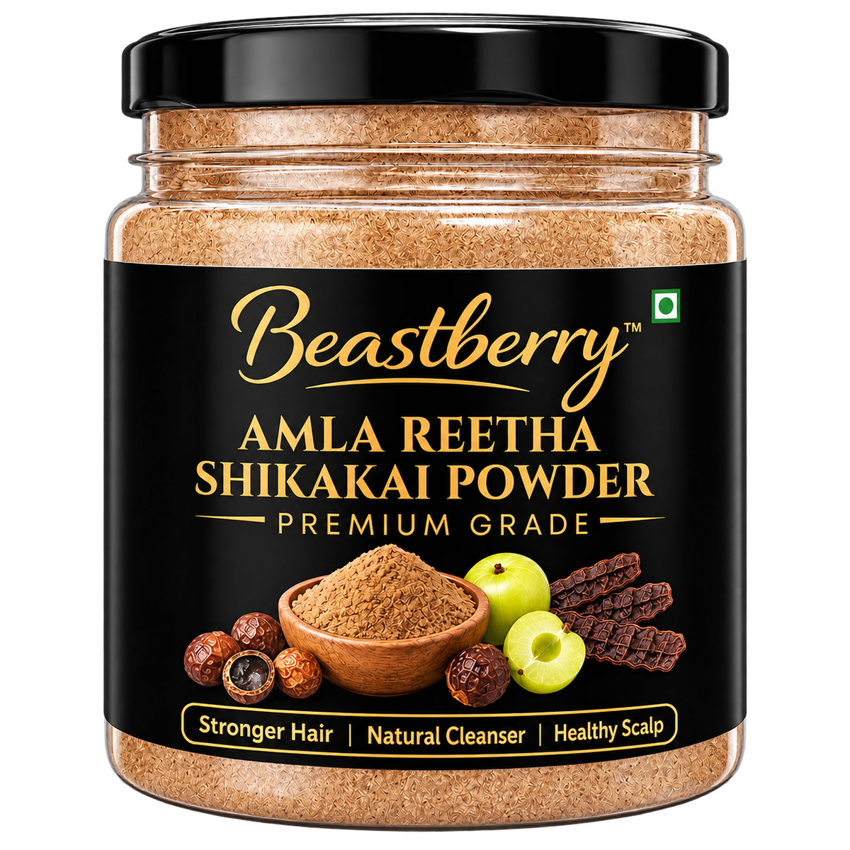Beastberry Premium Amla Reetha Shikakai Powder Ayurvedic Hair
Care |For Strong & Shiny Hair (200 g)