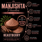 Beastberry Premium Manjistha Powder | Traditional Ayurvedic Skincare | For Glowing Skin, Even Skin Tone & Clear-Looking Skin (200 g)