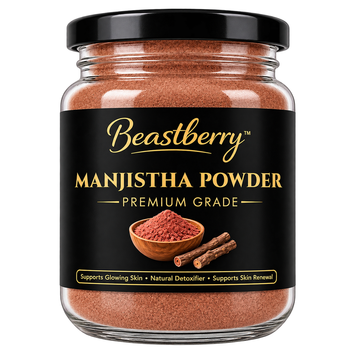 Beastberry Premium Manjistha Powder | Traditional Ayurvedic Skincare | For Glowing Skin, Even Skin Tone & Clear-Looking Skin (100 g)
