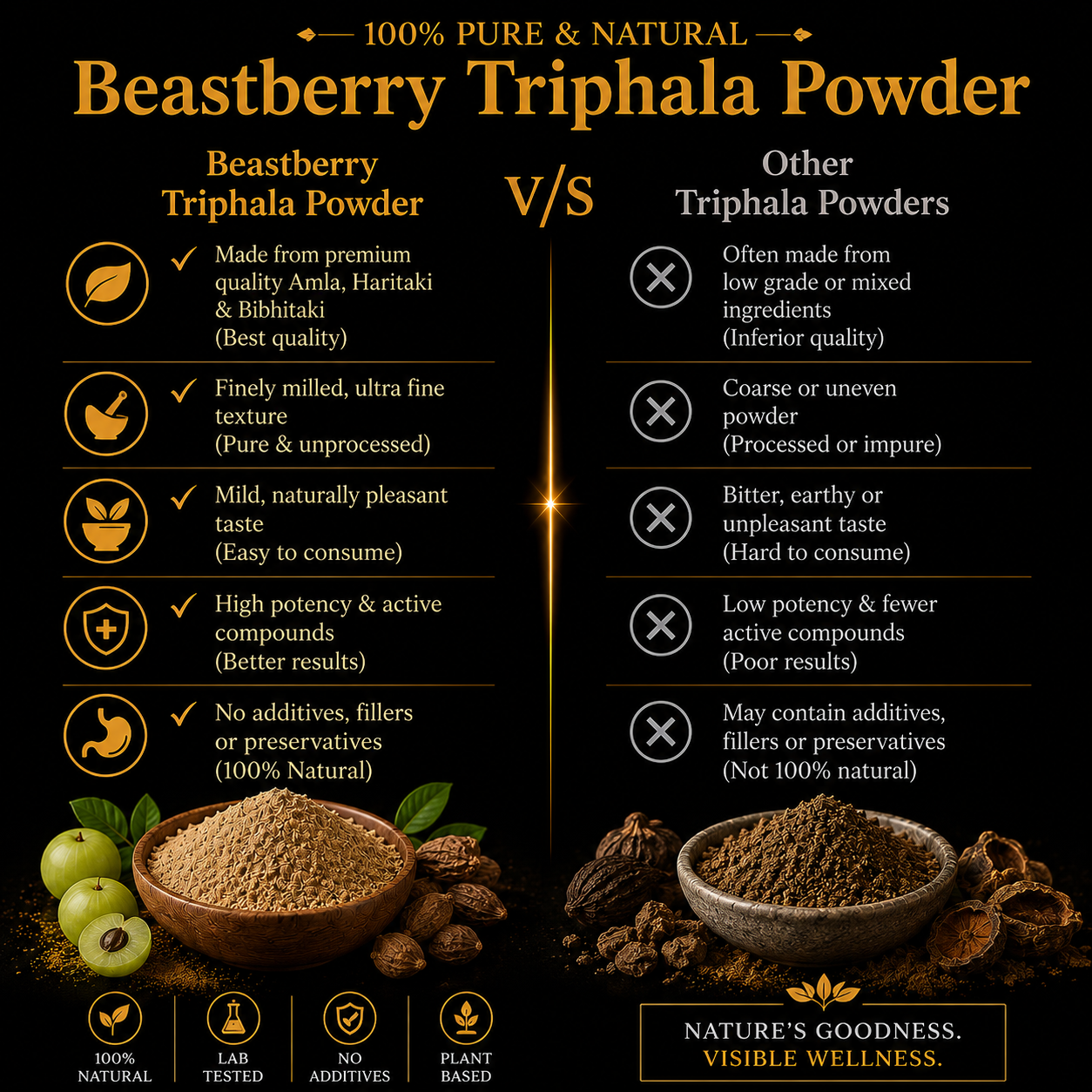 100% Pure Triphala Powder for Digestive Health & Gut Wellness | Beastberry (200g)